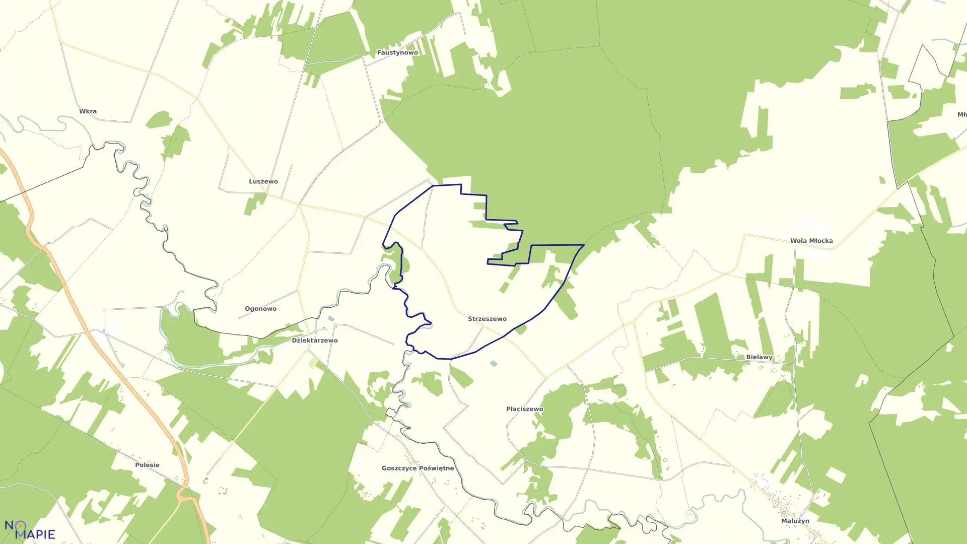 Mapa obrębu STRZESZEWO w gminie Glinojeck